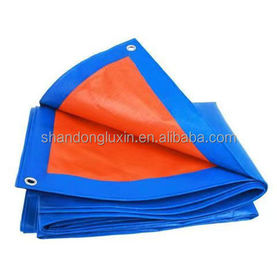 Blu Arancio Plaid Stile rinforzato PE Tarpaulin Poly Tarp tessuto Conteggio di filati 500D-1500D