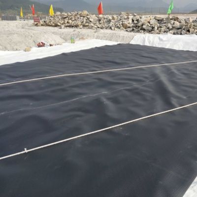 Geomembrana in HDPE di lunghezza compresa tra 50 e 200 m in nero per serbatoi di stoccaggio dell'acqua e stagni per pesci